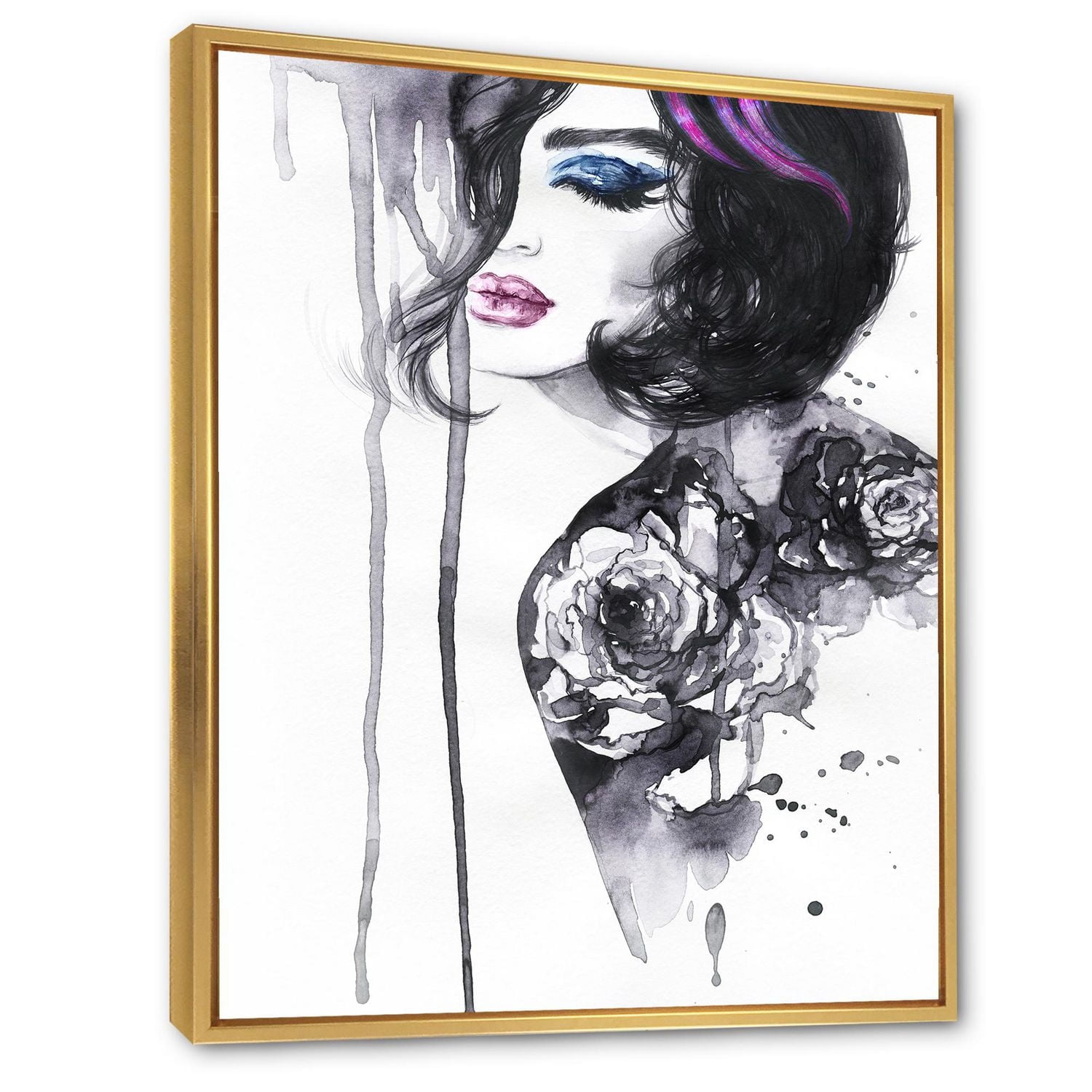Designart Tableau Portrait Féminin ART MURAL À CADRE FLOTT