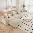 thumbnail image 2 of The Magic Home Canapé Sectionnel Modulaire Convertible en Velours Côtelé en Forme de L à 4 Places, Beige, 2 of 8