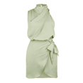 thumbnail image 3 of Robes d'Été pour Femmes en Satin Sans Manches Dos Nu Col Roulé Ceinture Cache-Cœur Robe Moulante pour Femmes GN2 TG, 3 of 3