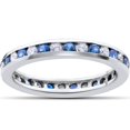 thumbnail image 1 of 1 1/2ct Diamond & Sapphire Eternity Ring 14K White Gold, 1 of 2