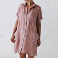 thumbnail image 1 of Gspmoly Robes Grande Taille pour Femmes aux Formes, Robe Chemise à Boutons pour Femmes Décontractée Ample à Col Rabattu à Manches Courtes avec Poches Robes Formelles pour Femmes jusqu'à 70 % de Rabais, 1 of 9