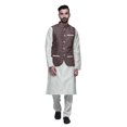 thumbnail image 1 of Atasi Kurta Solid Churidar Pajama & Printed Nehru Jacket Set For Mens Party Wear, 1 of 3