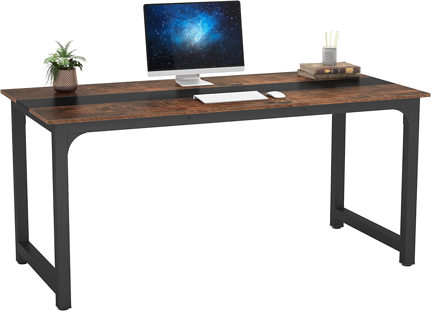 Tribesigns Modern Computer Desk, 70.8 x 31.5 inch Wood Office Desk for Home Office, Rustic Black