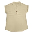 thumbnail image 4 of 2025 Women Spring Summer Clothing Wide Neck Shirt Women Solid Button Back Ruffled Button Down Blouses for Women Trim Blouse Casual Short Classic Fit Dress Shirt Sleeve Blouse, 4 of 5