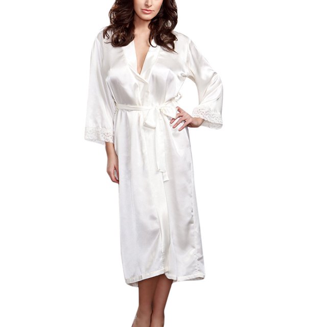 Rbaofujie Robes pour Femmes Vêtements de Nuit Dames Mode Confortable Couleur Dentelle Nuisette Femme Vêtements de Maison Robe de Nuit Peignoir Peignoir pour Femmes