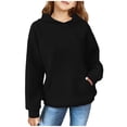 thumbnail image 1 of FAOWME Child Solid Color Hooded Silk Checked Tops Coat Black 7-8 Years, 1 of 4