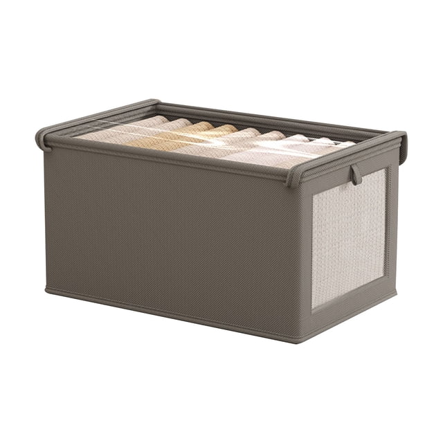 Vaidha Boîte de Rangement pour Vêtements en Tissu avec Couvercle, Grande Boîte de Rangement en Tissu pour l'Organisation de la Maison. la Boîte Présente un Matériau en Tissu durable avec des Poignées Renforcées pour un transport Facile et un Panneau de Fenêtre Transparent pour une identification Rapide du Contenu. Mesurant 40 x 25 x 20 cm, Elle Est Empilable et Pliable, Offrant une solution Gain de Place pour Ranger des Vêtements et d'Autres Articles. le design Élégant Complète Diverses Décorations de Pièce.