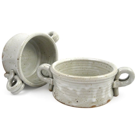 American Made Stoneware Bistro Bowl for Soup, Rice, or Pasta; Set of 2, 16-oz (White)
