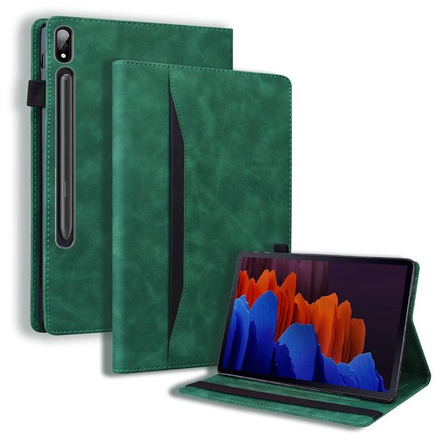 For Samsung Galaxy Tab S9 S8 S7 Plus FE Ultra Case PU Leather Business Tablet for Galaxy Tab S9 S8 S7 FE Plus Ultra Book Cover Green Galaxy Tab S9 Ultra