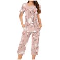 thumbnail image 1 of Rbaofujie Pyjama pour Femmes Femmes Décontracté Col Rond Manches Courtes Blouse Pantalon Mode Ensemble de Pyjama Pyjama de Noël pour la Famille, 1 of 4