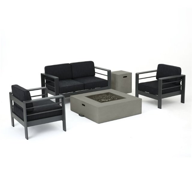 Noble House Cape Corail Ensemble de Conversation Extérieur en Aluminium 5 Pcs Gris