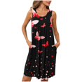 thumbnail image 1 of Ovzne Robes pour Femmes Robe Femme Imprimé avec Poches Chemises de Nuit Sans Manches Vêtements de Nuit devant Plissé Nuisette Col Rond Robe de Nuit Robe pour Femmes Imprimée Liquidation, 1 of 5