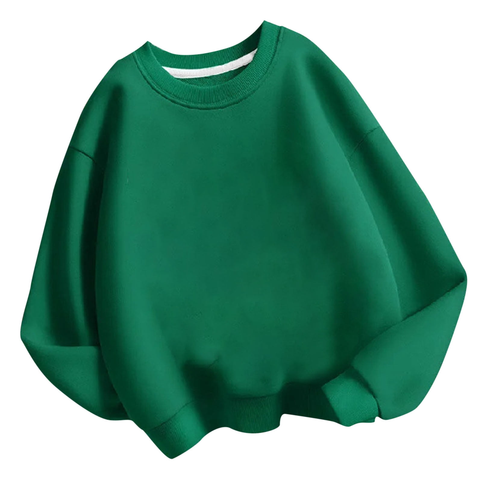 lcziwo Chandail pour Enfants à Col Rond, Chandail de Base Uni pour Enfants, Tunique Décontractée Oversize à Épaules Tombantes à Manches Longues, Mode Automne Hiver Sans Capuchon Vert, 5 Ans