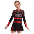 thumbnail image 1 of RUNQHUI Filles Enfants Paillettes Manches Longues Robe de Danse Ballet Uniforme d'Équipe Compétition Encouragement Danse Noir&Rouge 10, 1 of 7
