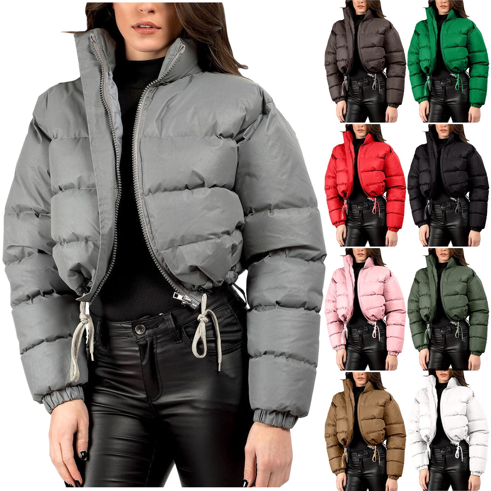UPPADA Womens Winter Cropped Puffer Jackets Lightweight Quilted Down Jackets Hooded Zip up Short Warm Quilted Puffer Coats Casual Outerwear with Pockets,Puffer Jacket Womens Hooded Black,L
