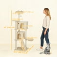 thumbnail image 3 of PawHut 63 Inch Cat Tree with Sisal Scratching Posts, Condos, Beige, 3 of 10