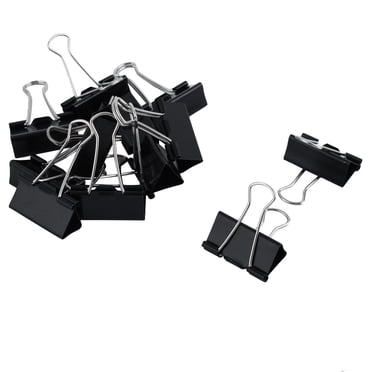 Unique Bargains 12 pcs 40mm Width Metal Document Binder Clamps Black