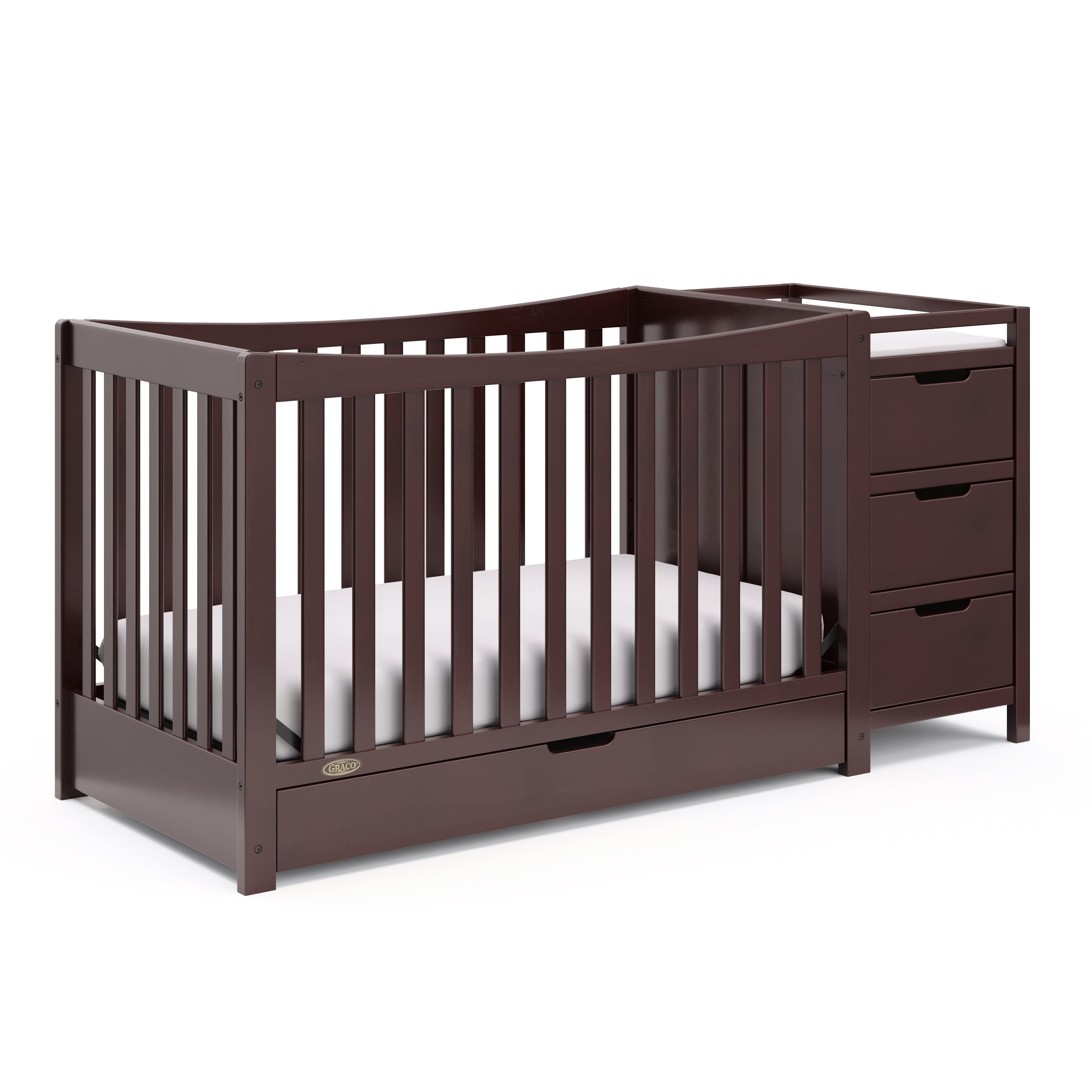 Lit de Bébé 4-en-1 avec Tiroir et Table à Langer Attachée Remi de Graco