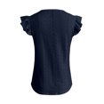 thumbnail image 2 of GigrtiJin Hauts d'Été pour Femmes à Volants, Col Rond, Oeillets, Ajourés, Chemises Unies, Manches Courtes, Blouses Basiques Mode, 2 of 8