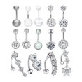 thumbnail image 1 of 14pcs 14G Belly Button Rings Stainless Steel 10mm Kit for Teen Girls, 1 of 7