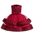 thumbnail image 1 of Birdeem Girls Summer New Sleeveless Ruffled Lace Round-Neck Embroidery Mesh Princess Bow Skirt, 1 of 12