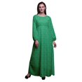 thumbnail image 1 of Bimba Robe Maxi d'Été Décontractée pour Femmes en Georgette Mousse à Imprimé de Feuilles de Thé, Longue, Taille Élastique - Petit, 1 of 5