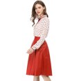 thumbnail image 4 of INSPIRE CHIC Blouse à Col à Volants Noué pour Femme Manches Longues Hauts L Beige Cœurs Rouges, 4 of 8