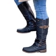 thumbnail image 1 of CEHVOM Bottes Grande Taille Femmes Automne Tube Long Fermeture Éclair Chaussures à Talons Bas Bottes Bottes Pointues Bottes Cavalières, 1 of 3