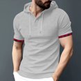 thumbnail image 2 of Birdeem Chemise pour Hommes, Manches Courtes, à Capuche, Décontractée, Sportive, 2 of 12