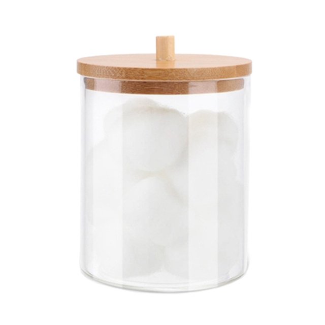 Cotton Swab Storage Box Round Clear Container for Cotton Pads Makeup Sponges