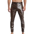 thumbnail image 1 of Men's PU Leather Solid Color Trousers - Sports Casual Pants for All Seasons, 1 of 3