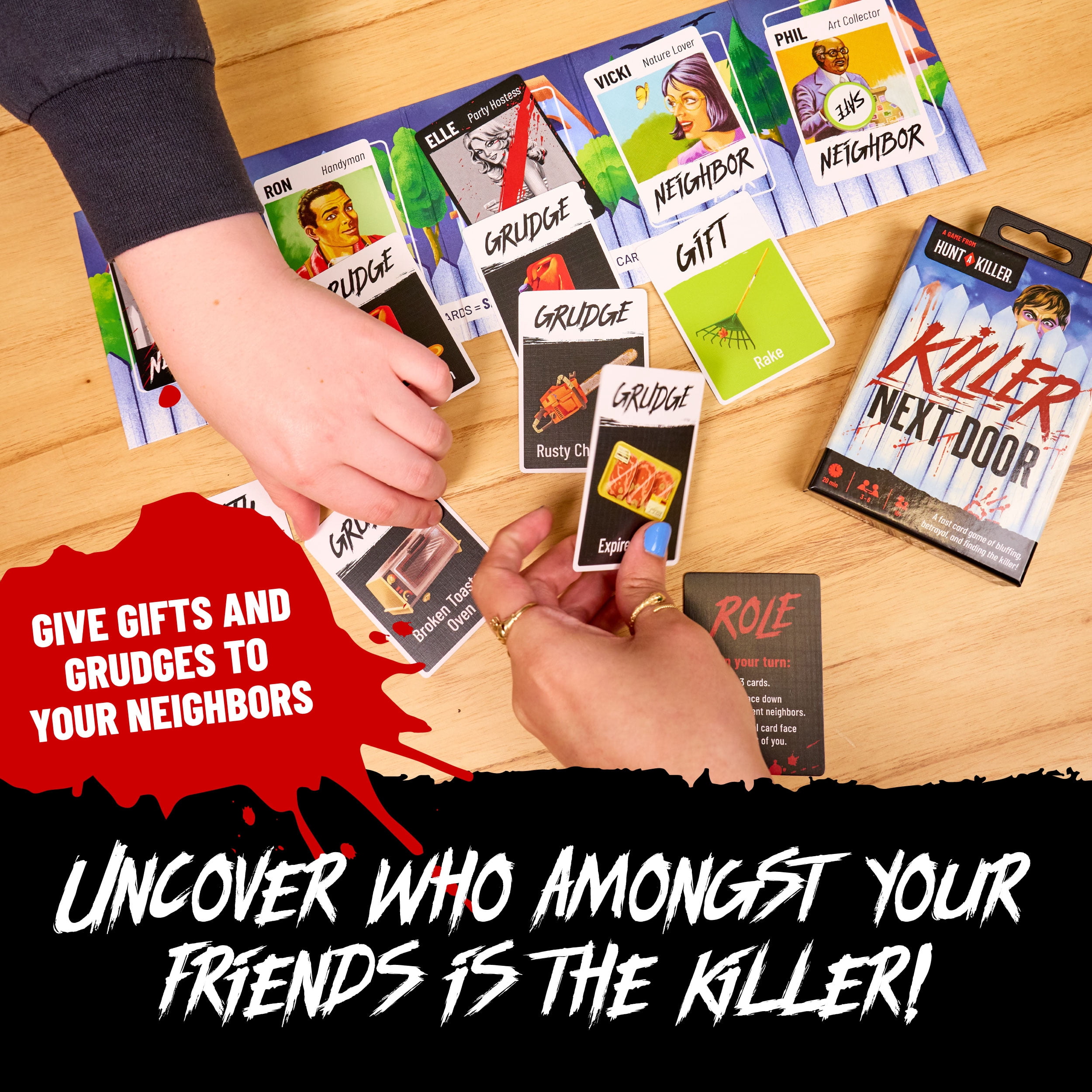Hunt A Killer : Le Tueur d’à Côté – Jeu de Cartes à Déduction Sociale pour Familles et Adultes, Jeu de Mystère Rapide pour 3 à 6 Joueurs, 10 Ans et Plus