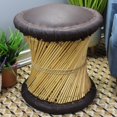 thumbnail image 4 of Natural Geo Moray Accent Stool - Faux Leather Brown, 4 of 5