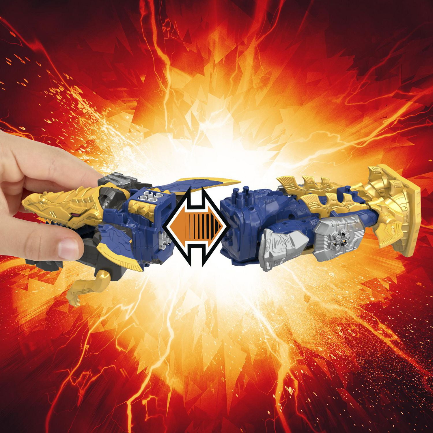 Power Rangers Dino Fury Mosa Razor Zord, Zord robot dinosaure avec système d'assemblage Zord Link, à partir de 4 ans