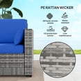thumbnail image 4 of Outsunny Outdoor Sofa w/ Cushions, PE Rattan Patio Couch, Blue, 4 of 10