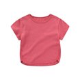 thumbnail image 2 of Cethrio T-Shirts à Manches Courtes pour Filles, Col Rond en Coton, Été, Rouge Melon D\'eau, Taille 4-5 T, 2 of 7