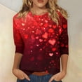 thumbnail image 1 of FcBaudy Hauts pour Femmes, Chemisiers et Chemises à Manches Longues à Col Rond, Chemises pour Femmes T-shirt Imprimé de Mode pour Femmes Blouse à Manches 3/4 Col Rond Blouse Décontractée pour Femmes en Polyester, 1 of 5