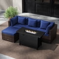 thumbnail image 4 of Costway 5 PCS Patio Furniture Set Heavy-duty Frame Rattan Sofa Set with 60,000 BTU Firepit Table Navy, 4 of 10