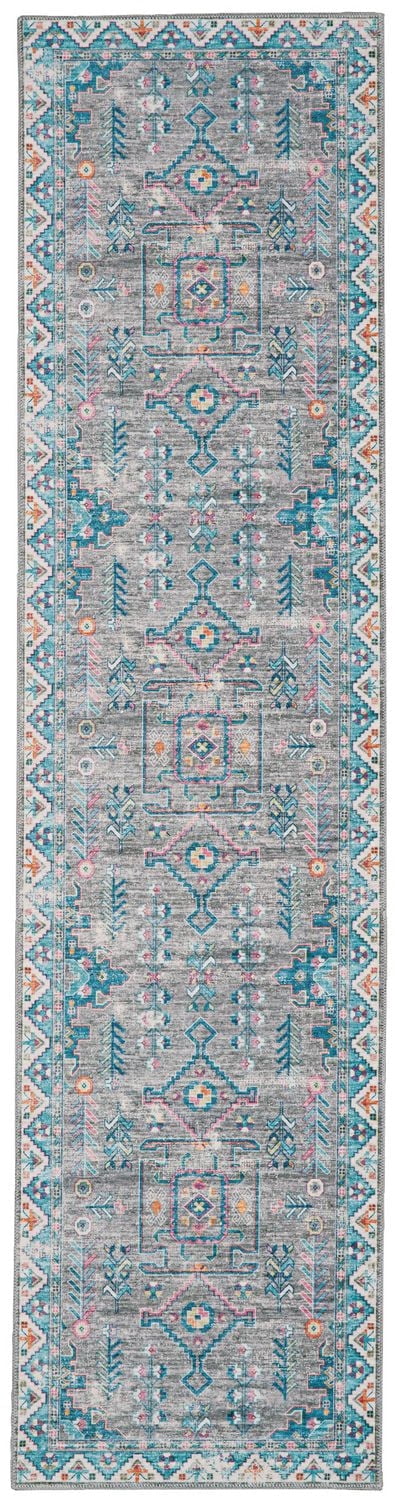 Tapis de couloir lavable Barron 2 pi x 8 pi gris et vert