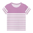 thumbnail image 2 of Zwiiyzr T-Shirt Rayé 2025 pour Enfants Col Rond Manches Courtes pour Garçons Filles Rose-5-6 Ans, 2 of 6