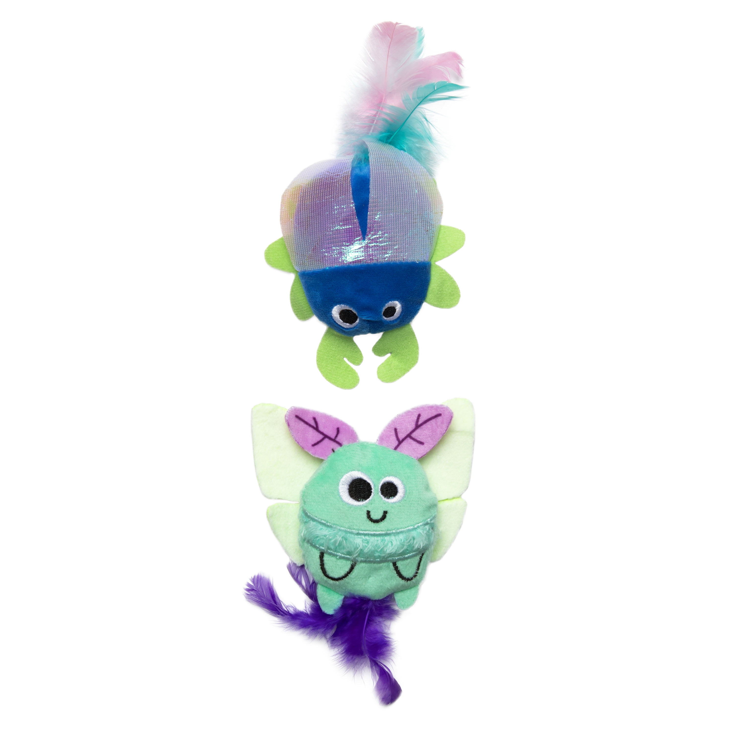 Quirky Kitty Jouet pour Chat Insectes Lunaires de Forêt Lumineux Brille dans le Noir, 2pk