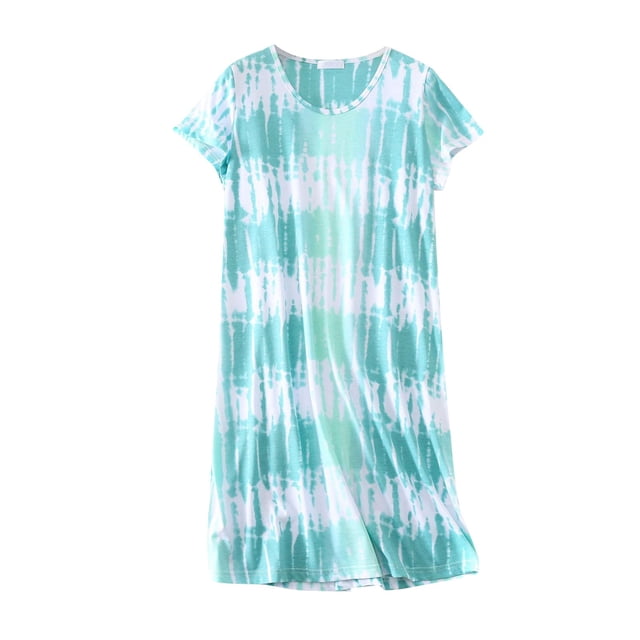 2025 Chemise de Nuit en Coton pour Femmes Vêtements de Nuit Coton Robes de Nuit Manches Courtes Manches Courtes Chemise Décontractée Robe de Pyjama pour Femmes Imprimé