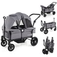 thumbnail image 1 of Poussette-wagon Babyjoy pour 2 Enfants, Poussette Double à Pousser et Tirer avec Poignée Réglable, Gris, 1 of 8