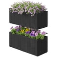thumbnail image 1 of Outsunny Lot de 2 Bacs à Plantes de 20 Pouces pour Rambarde, Pots de Fleurs Suspendus, Noir, 1 of 9