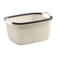 thumbnail image 2 of Meitianfacai Thickened Imitation Rattan Basket Plastic Toy Snack Storage Basket with Handle Storage Basket Dirty Clothes Basket Clothing Desktop Storage Box(Beige), 2 of 6