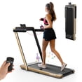 thumbnail image 1 of SuperFit 2.25HP 2 in 1 Dual Display Folding Treadmill Jogging Machine W/APP Control Yellow, 1 of 10