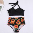 thumbnail image 3 of Women Multi Color Sexy Solid Color High Waist Conjoined Body Swimsuit Bikini, 3 of 4
