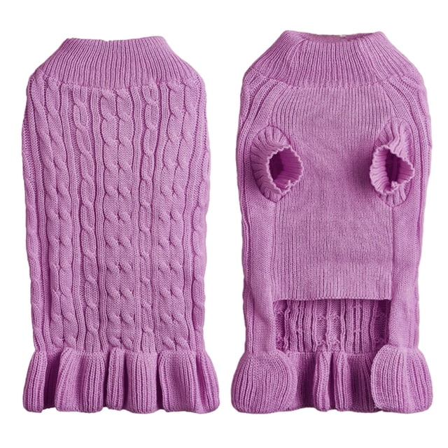 Hearth & Gear Turtleneck Warm Elegant Rope Pet Sweater Stretch Knit Ruffled Sweater Dress Pet Clothes for Small Dogs Boy Pet Clothes for Medium Dogs Summer Pet Clothes for Medium Dogs Girl Pet Clothes