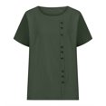 thumbnail image 5 of Timegard Hauts Grande Taille pour Femmes Col Rond Manches Courtes Bouton Blouse Légère Décontractée Ample Hauts, 5 of 5