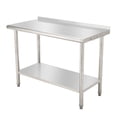 thumbnail image 1 of BeesClover Table en Acier Inoxydable pour Préparation et Travail avec Dosseret, Table de Cuisine Robuste avec Tablette et Pied Réglables pour Restaurant, Maison et Hôtel, 1 of 7
